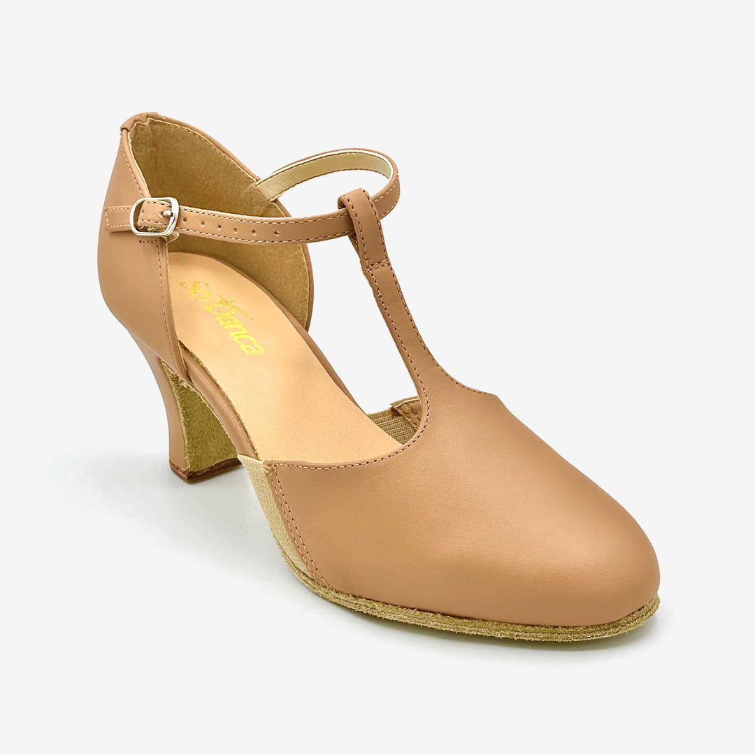 So Danca selling Jazz T-Strap Grecian Sandals Tan Leather 4.5 Dance Shoe Slip On Mileyka